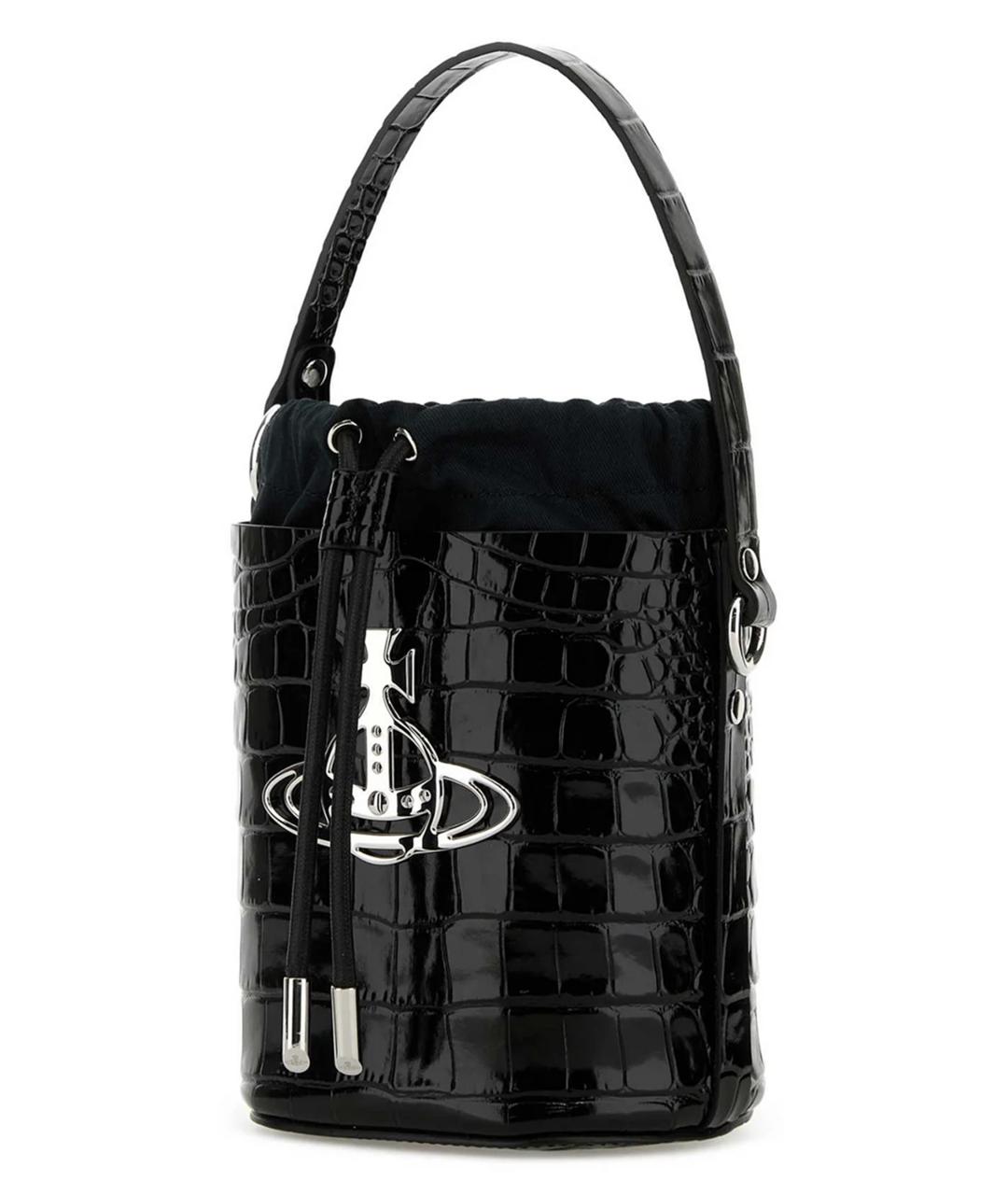 VIVIENNE WESTWOOD Черная кожаная сумка с короткими ручками, фото 2