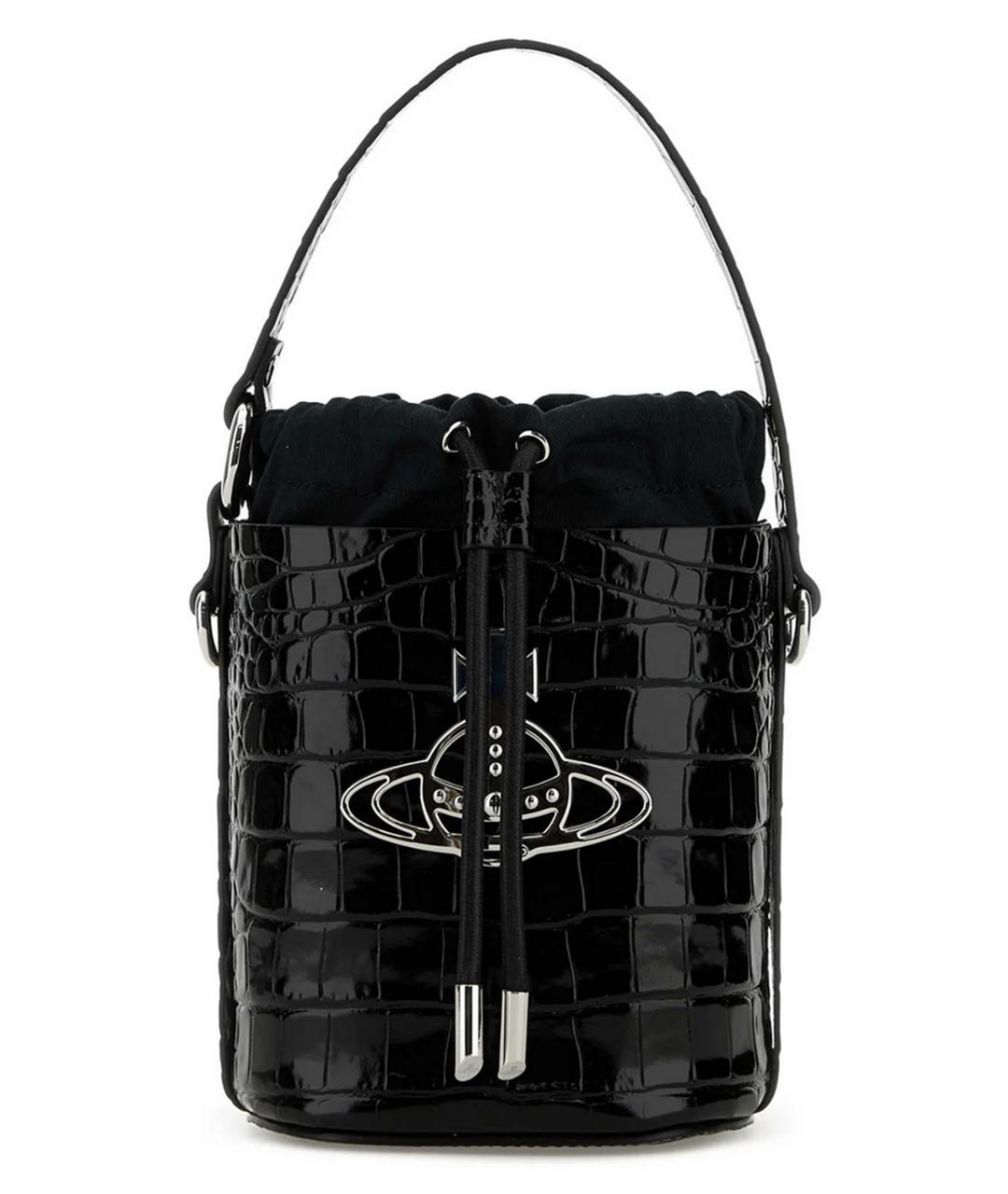 VIVIENNE WESTWOOD Черная кожаная сумка с короткими ручками, фото 1