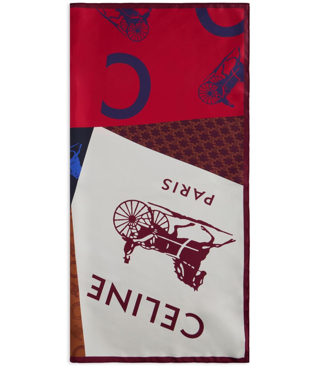 CELINE Красный шелковый шарф, фото 2