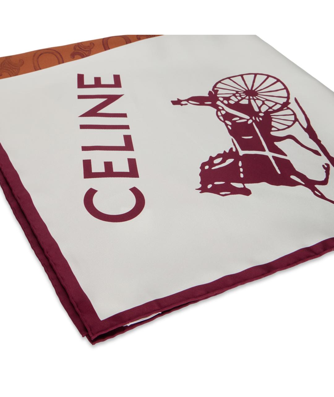 CELINE Красный шелковый шарф, фото 3