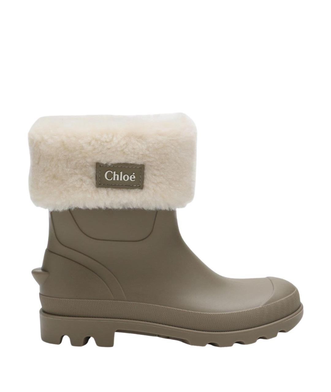 CHLOE Хаки резиновые ботинки, фото 1