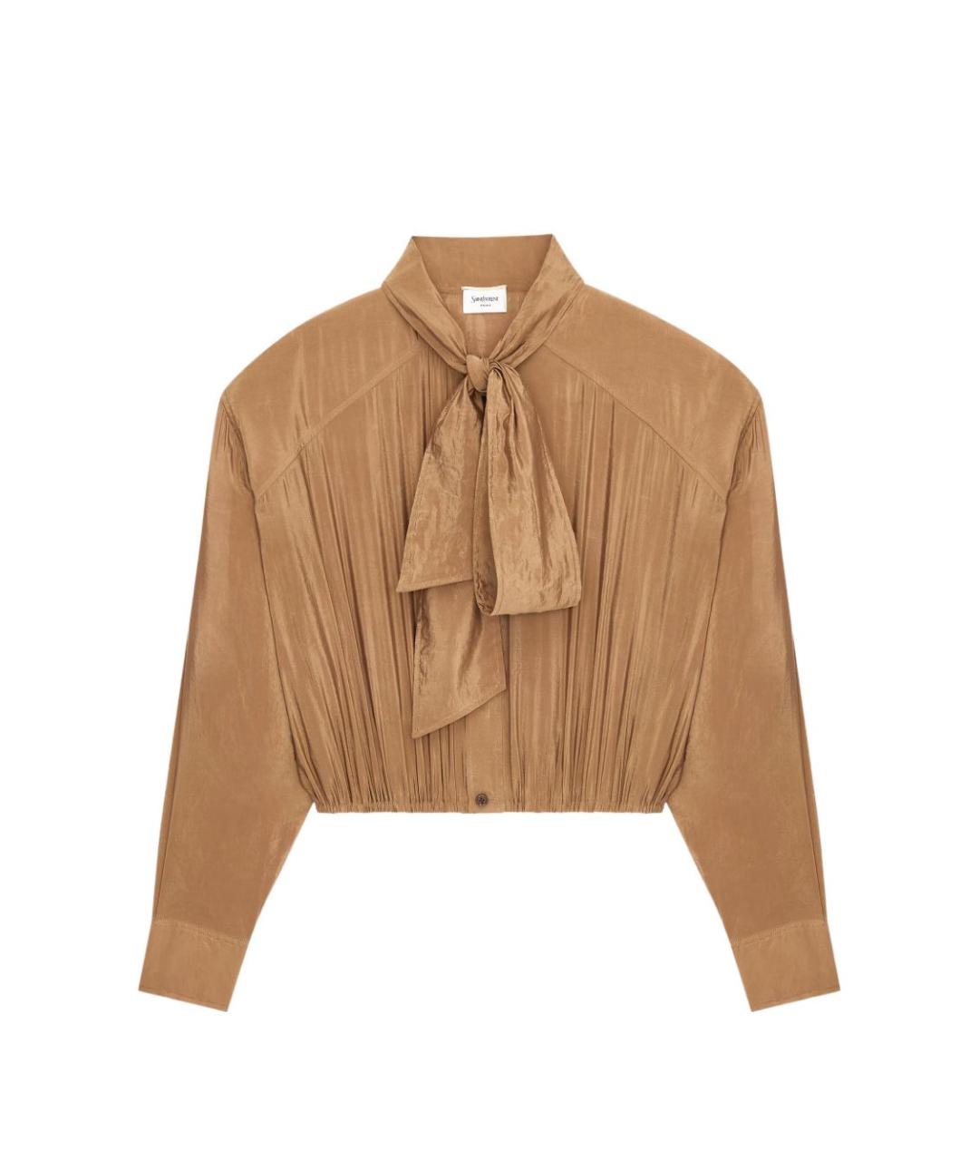 SAINT LAURENT Бежевая шелковая блузы, фото 1