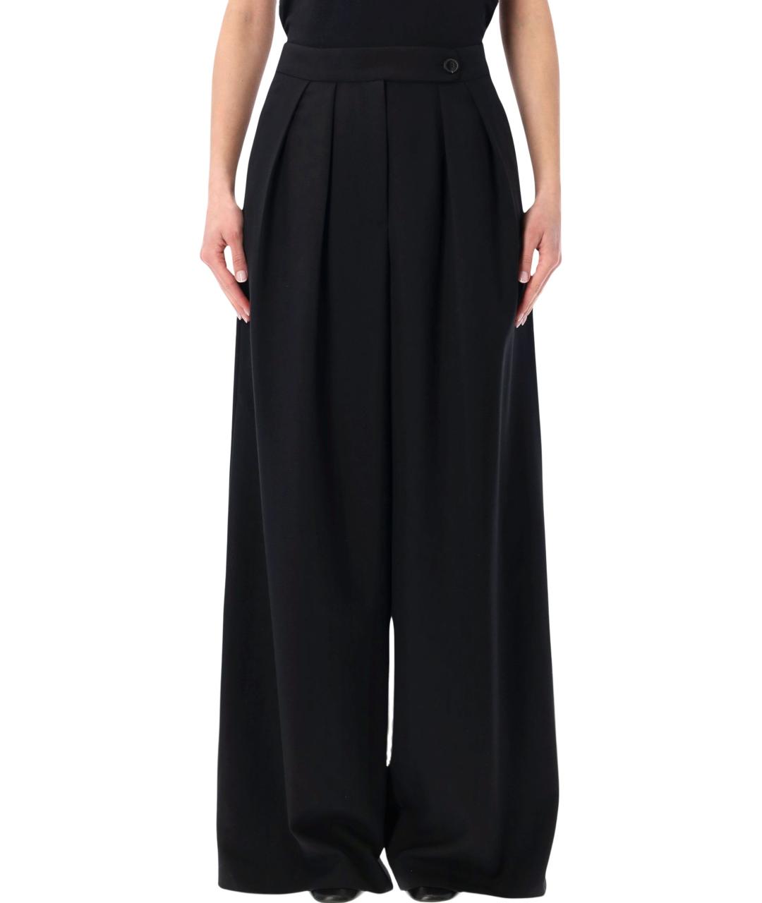 DRIES VAN NOTEN Черные шерстяные брюки широкие, фото 1