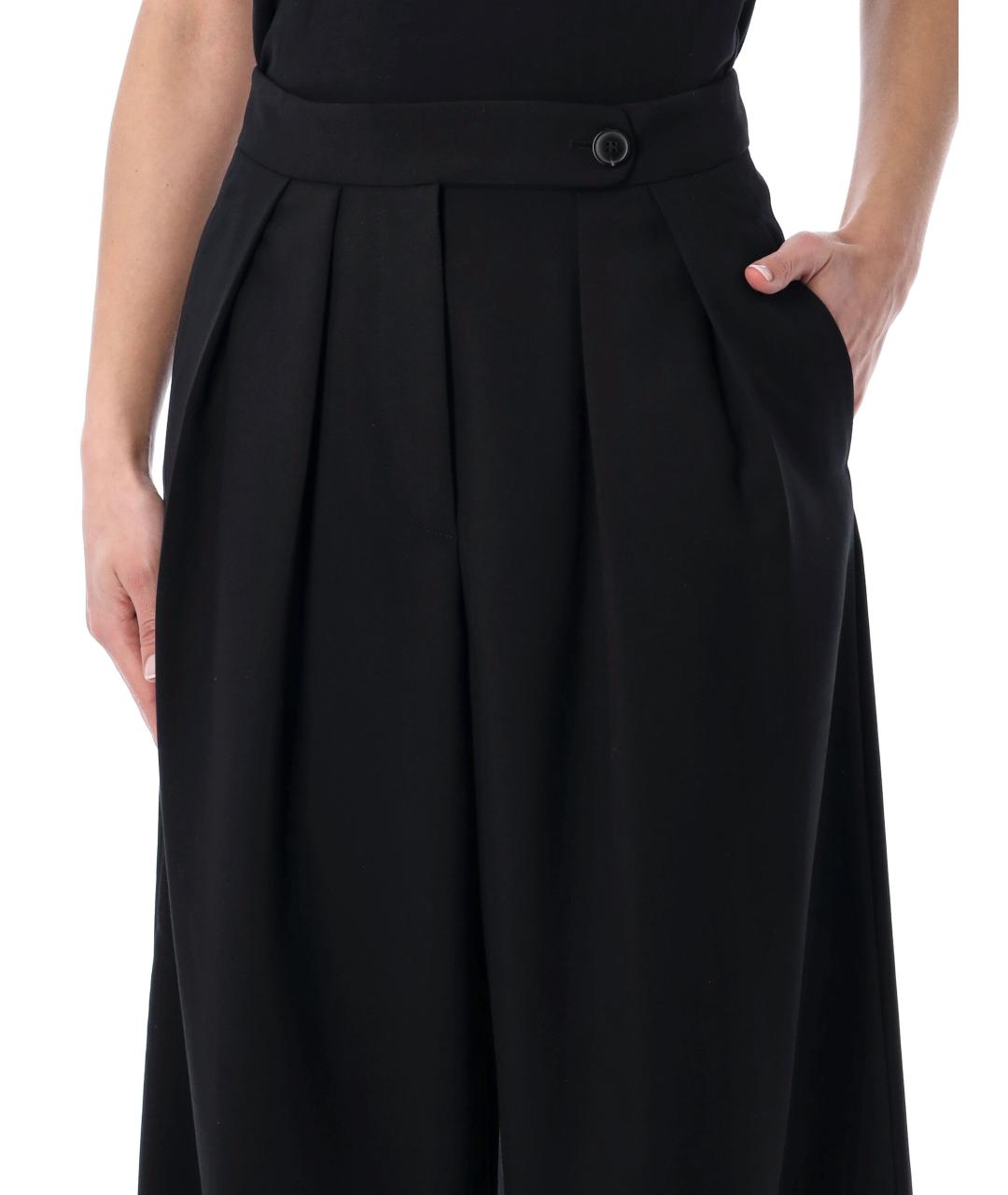 DRIES VAN NOTEN Черные шерстяные брюки широкие, фото 3