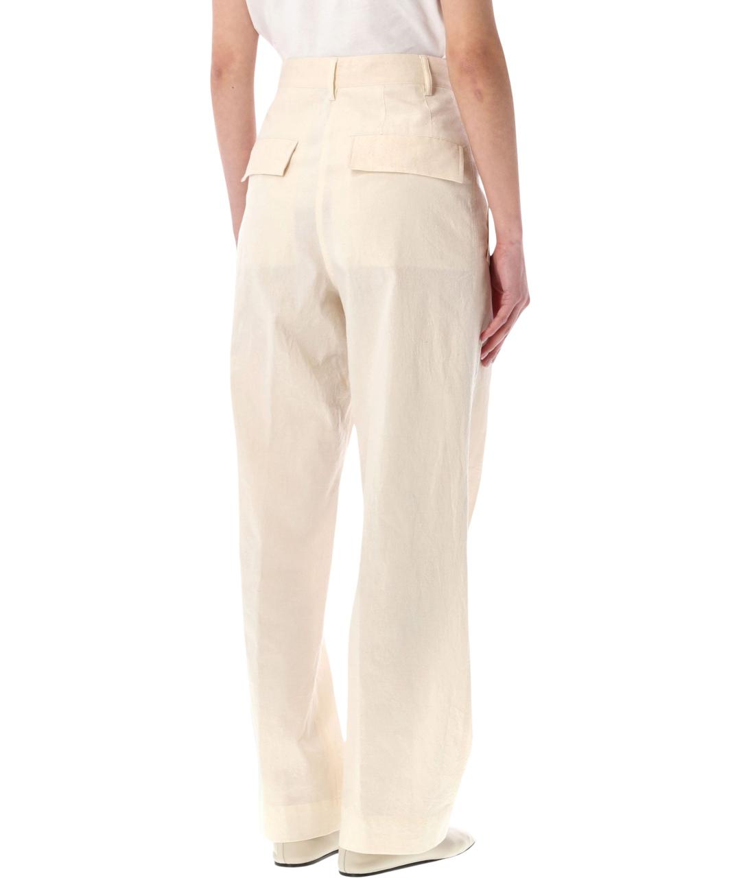 DRIES VAN NOTEN Бежевые хлопковые прямые брюки, фото 2