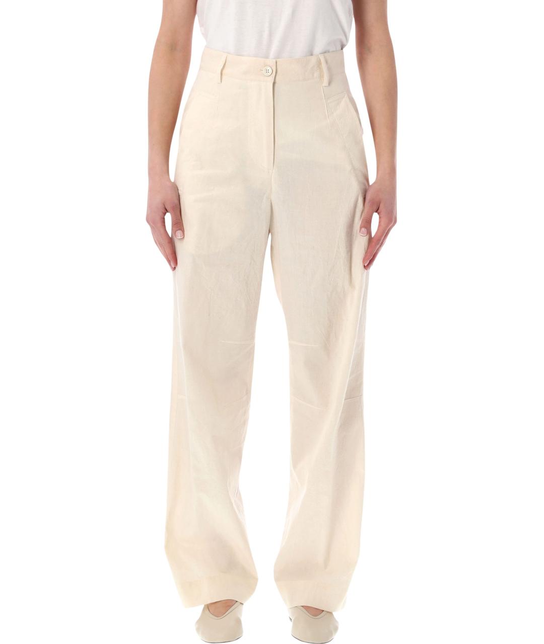 DRIES VAN NOTEN Бежевые хлопковые прямые брюки, фото 1