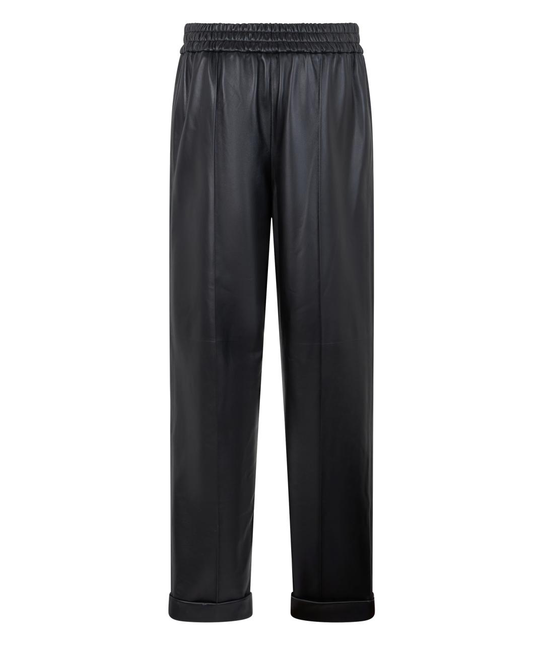 CELINE Черные кожаные прямые брюки, фото 2