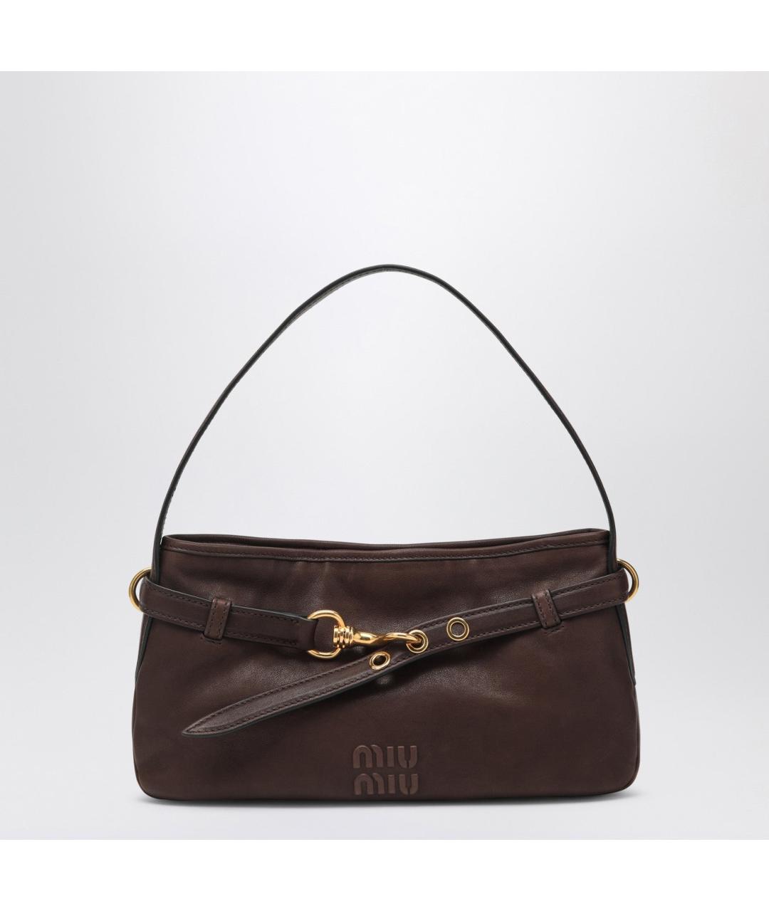 MIU MIU Коричневая кожаная сумка через плечо, фото 3
