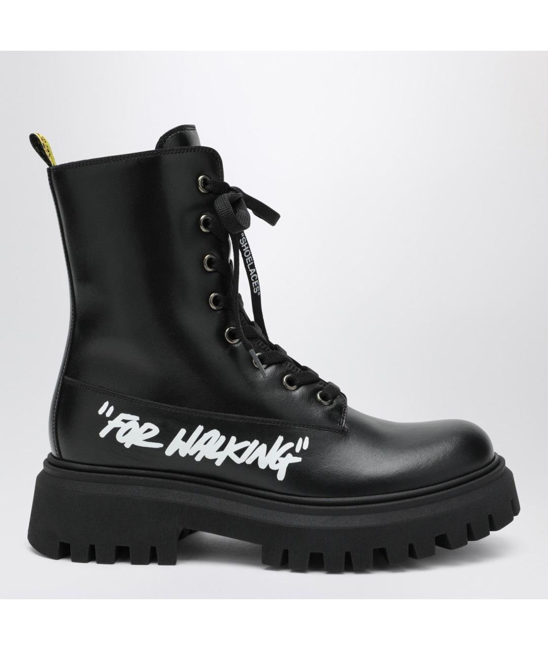 OFF-WHITE Черные кожаные ботинки, фото 3