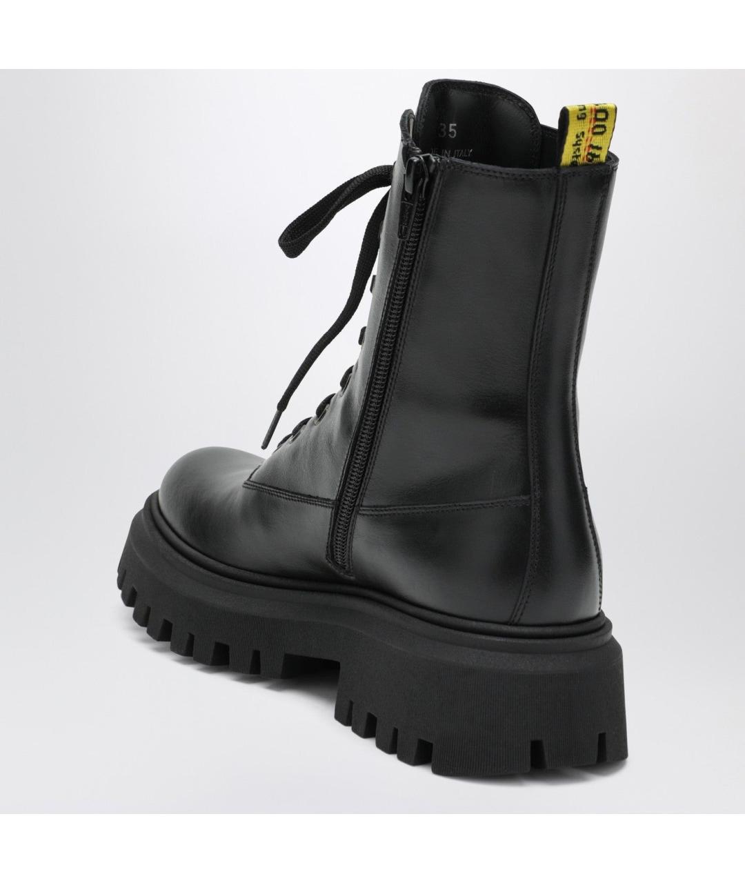 OFF-WHITE Черные кожаные ботинки, фото 2