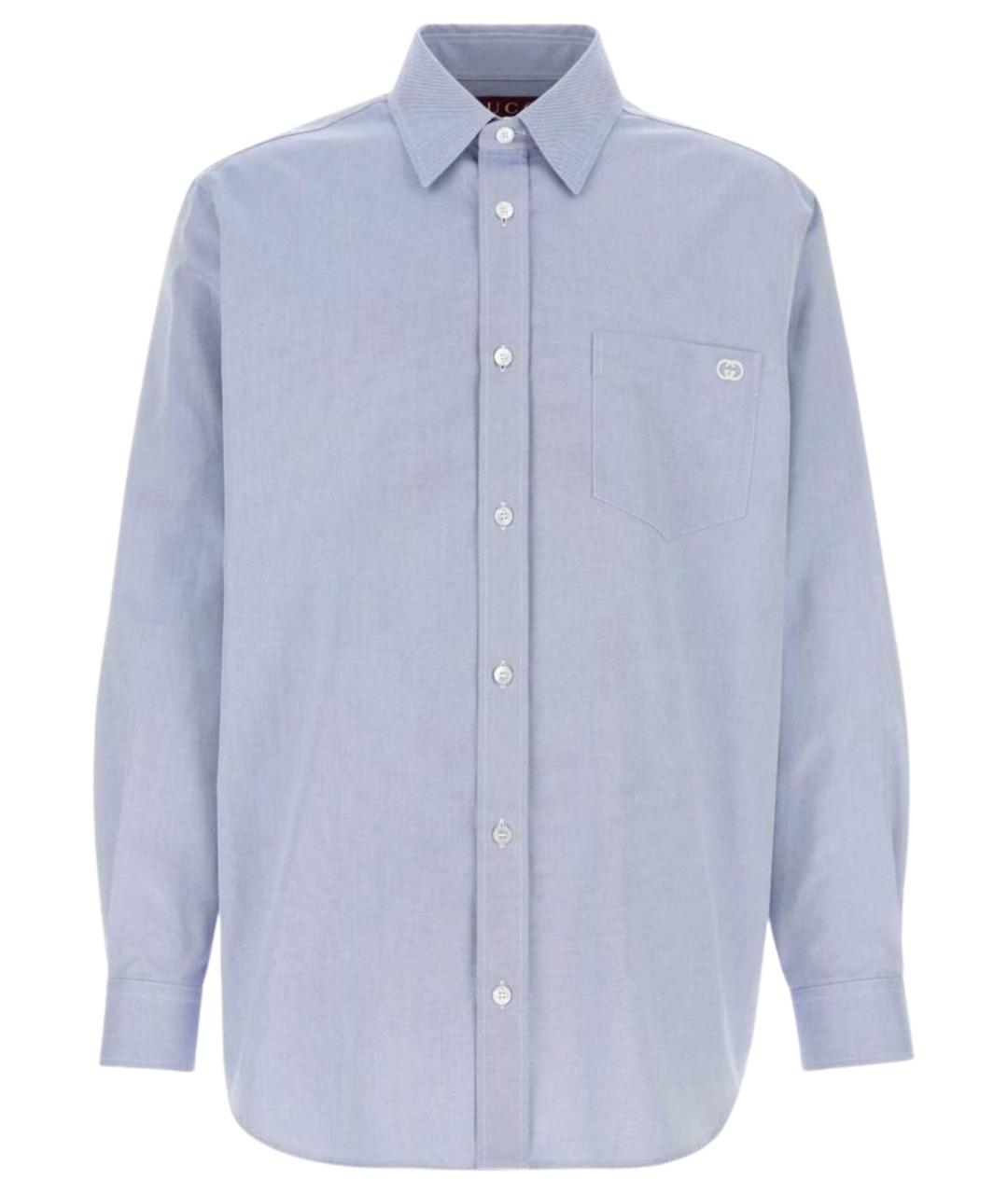 GUCCI Голубая хлопковая классическая рубашка, фото 1