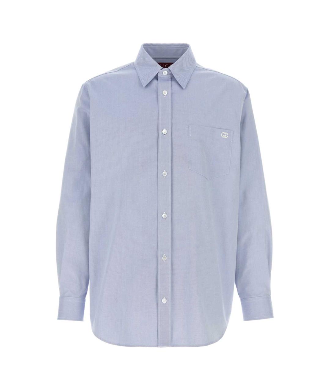 GUCCI Голубая хлопковая классическая рубашка, фото 3