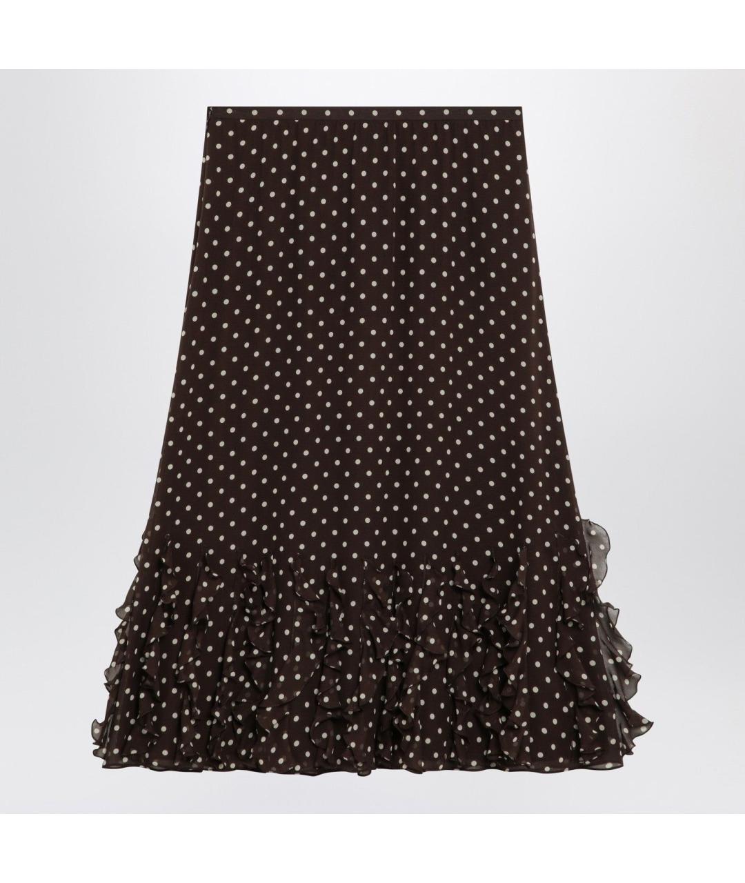 VALENTINO Коричневая шелковая юбка миди, фото 2