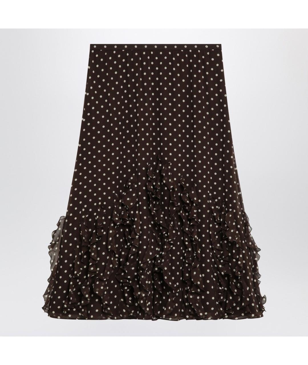 VALENTINO Коричневая шелковая юбка миди, фото 3