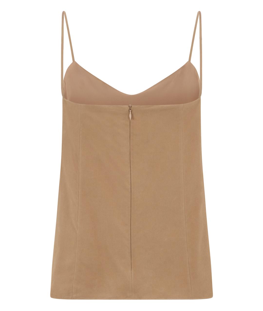 MAX MARA Бежевая шелковая майка, фото 2