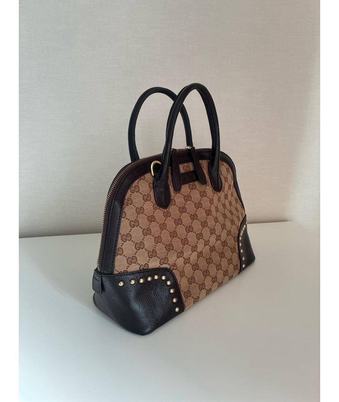 GUCCI Коричневая кожаная сумка с короткими ручками, фото 2