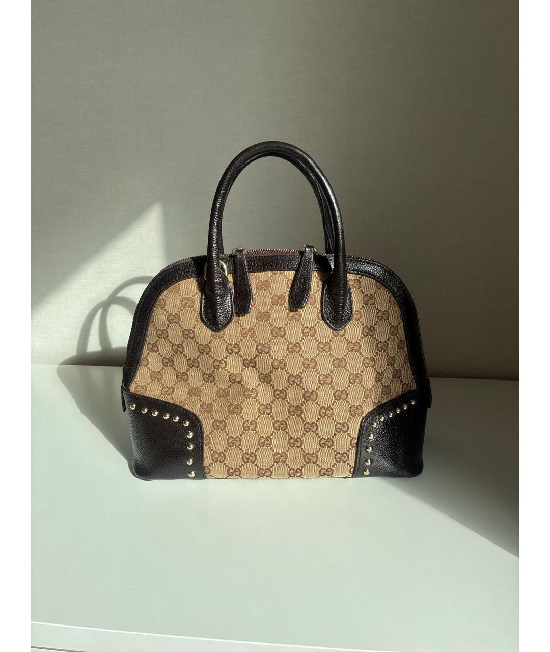 GUCCI Коричневая кожаная сумка с короткими ручками, фото 3