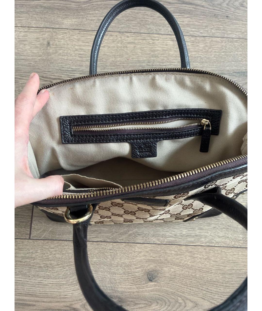 GUCCI Коричневая кожаная сумка с короткими ручками, фото 6