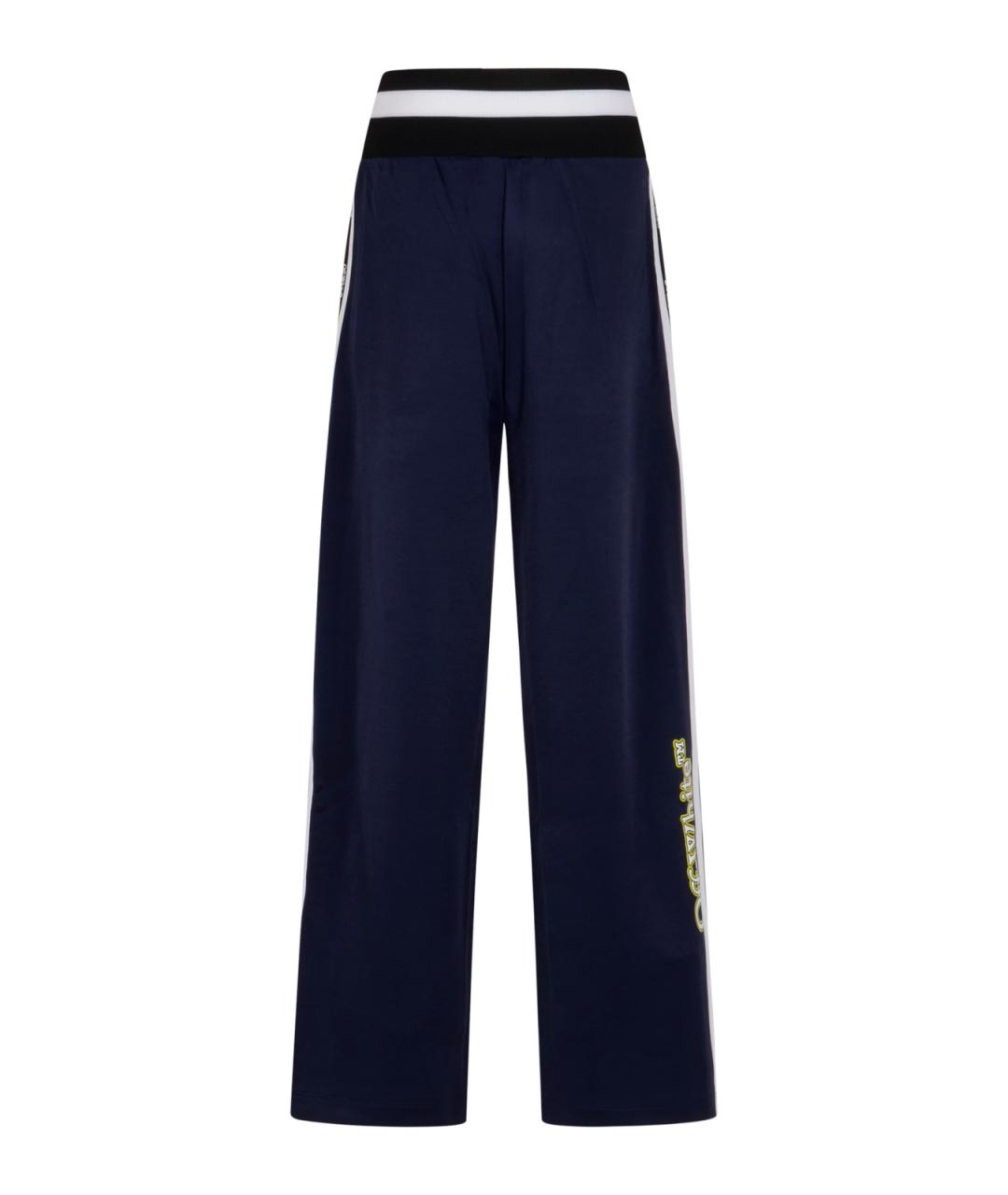 OFF-WHITE Синие хлопковые прямые брюки, фото 2