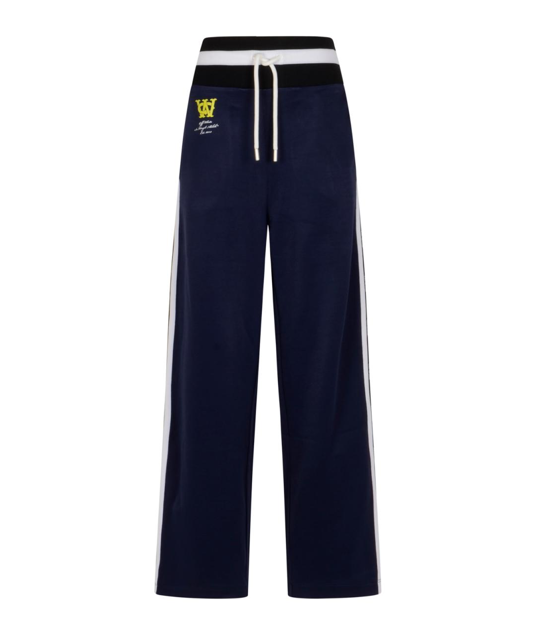 OFF-WHITE Синие хлопковые прямые брюки, фото 1