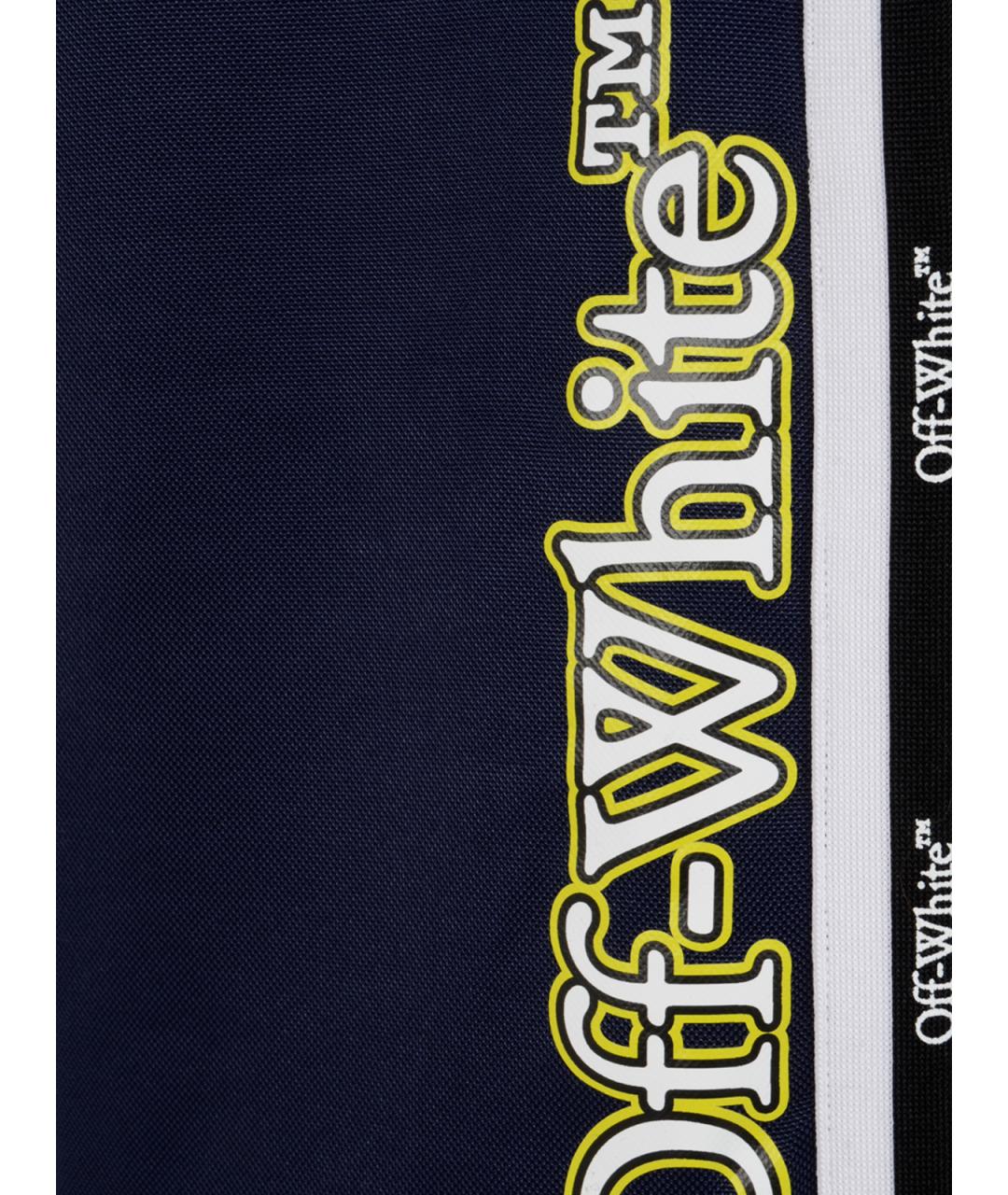 OFF-WHITE Синие хлопковые прямые брюки, фото 3