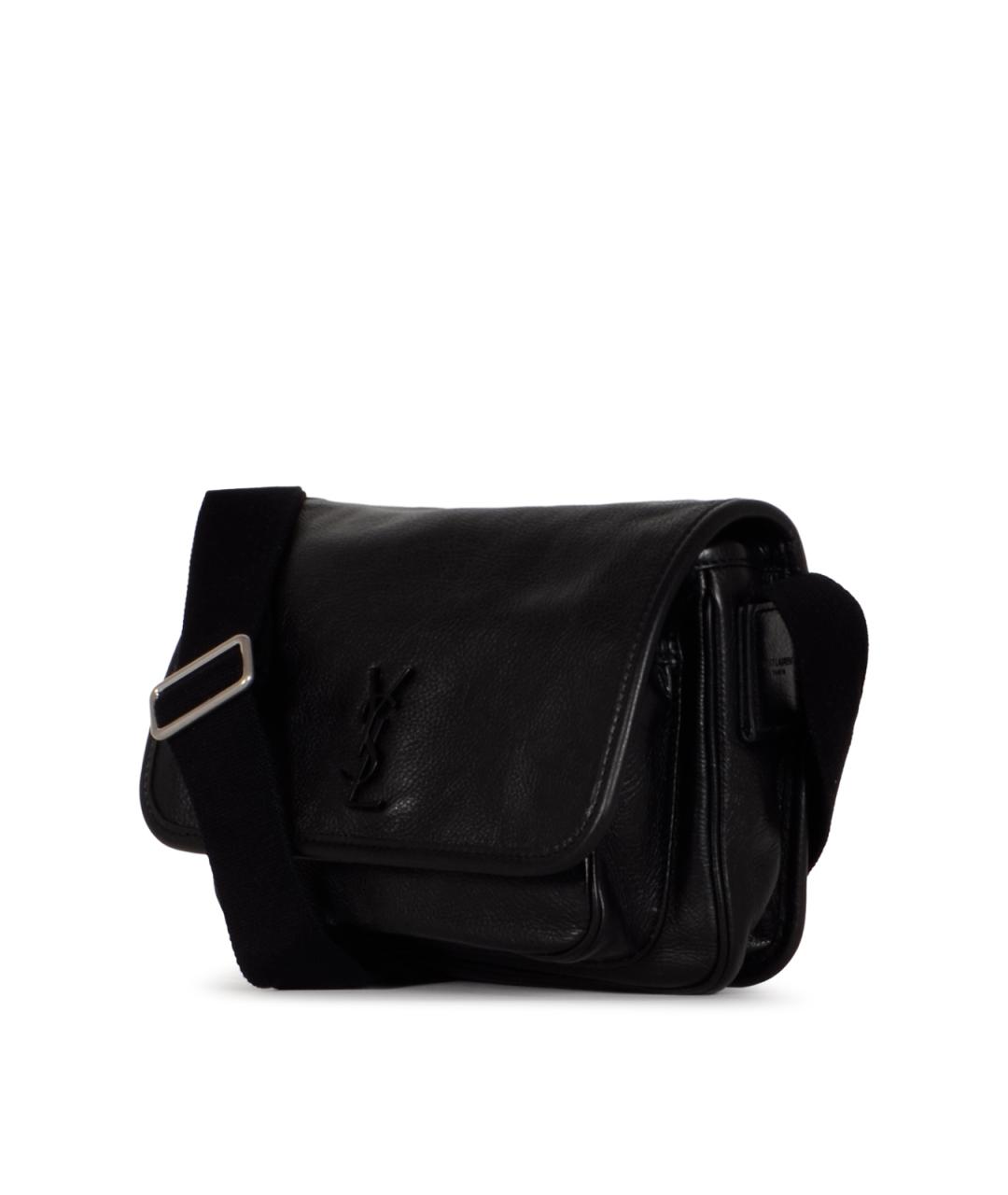 SAINT LAURENT Черная кожаная сумка на плечо, фото 2