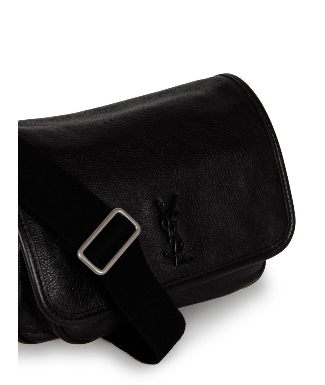 SAINT LAURENT Черная кожаная сумка на плечо, фото 4