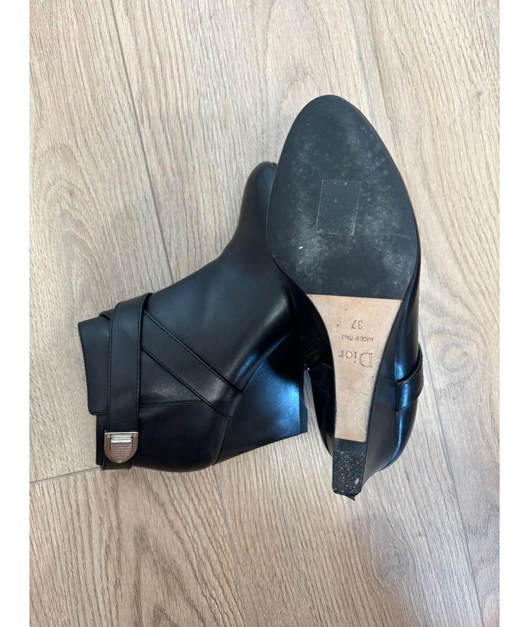 CHRISTIAN DIOR Черные кожаные ботильоны, фото 4