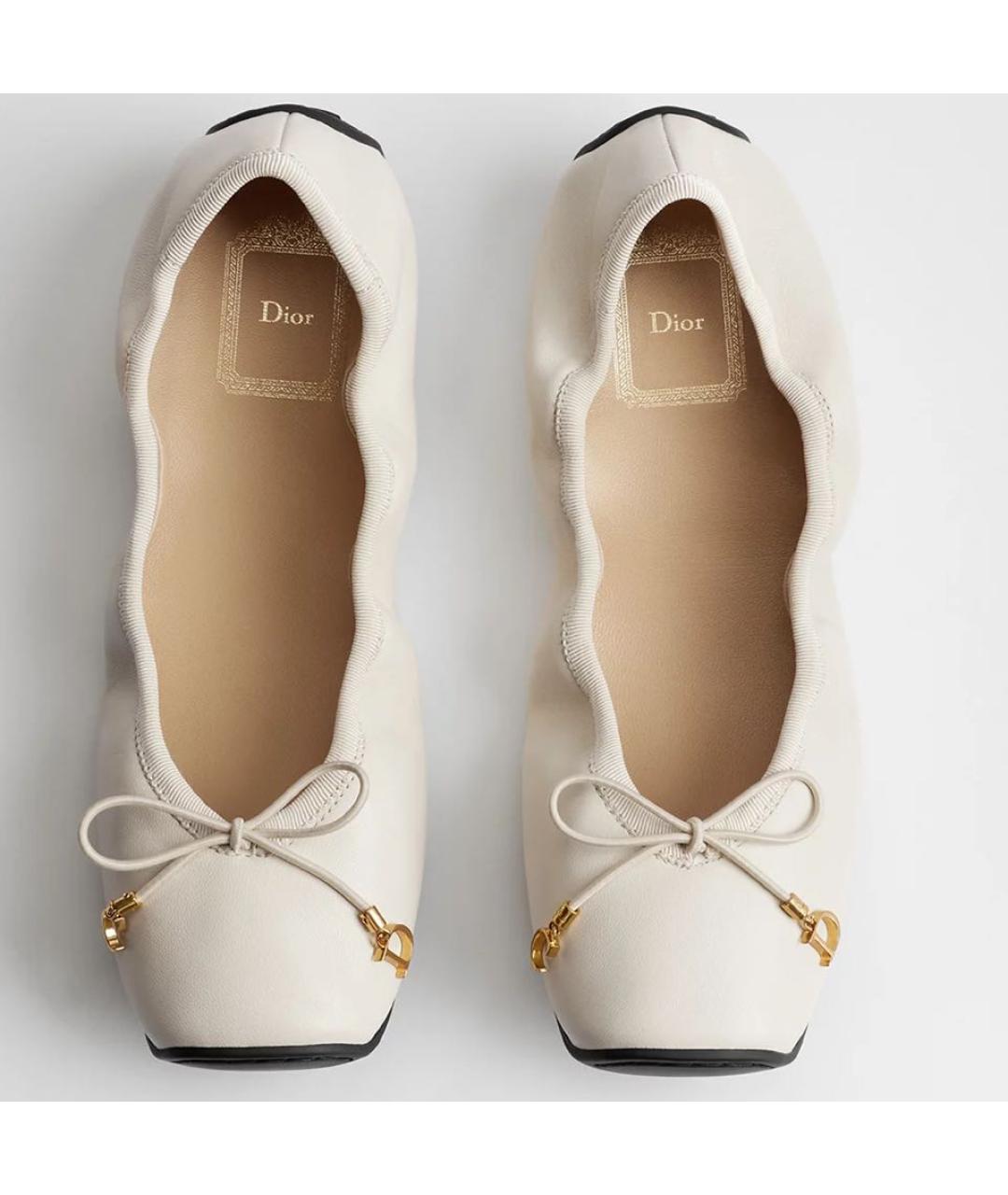 CHRISTIAN DIOR Белые кожаные балетки, фото 3