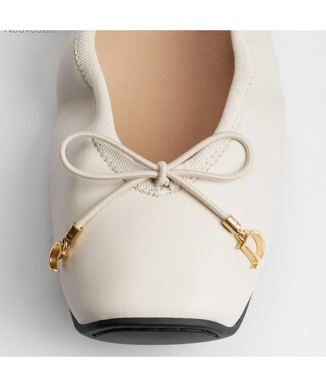 CHRISTIAN DIOR Белые кожаные балетки, фото 4