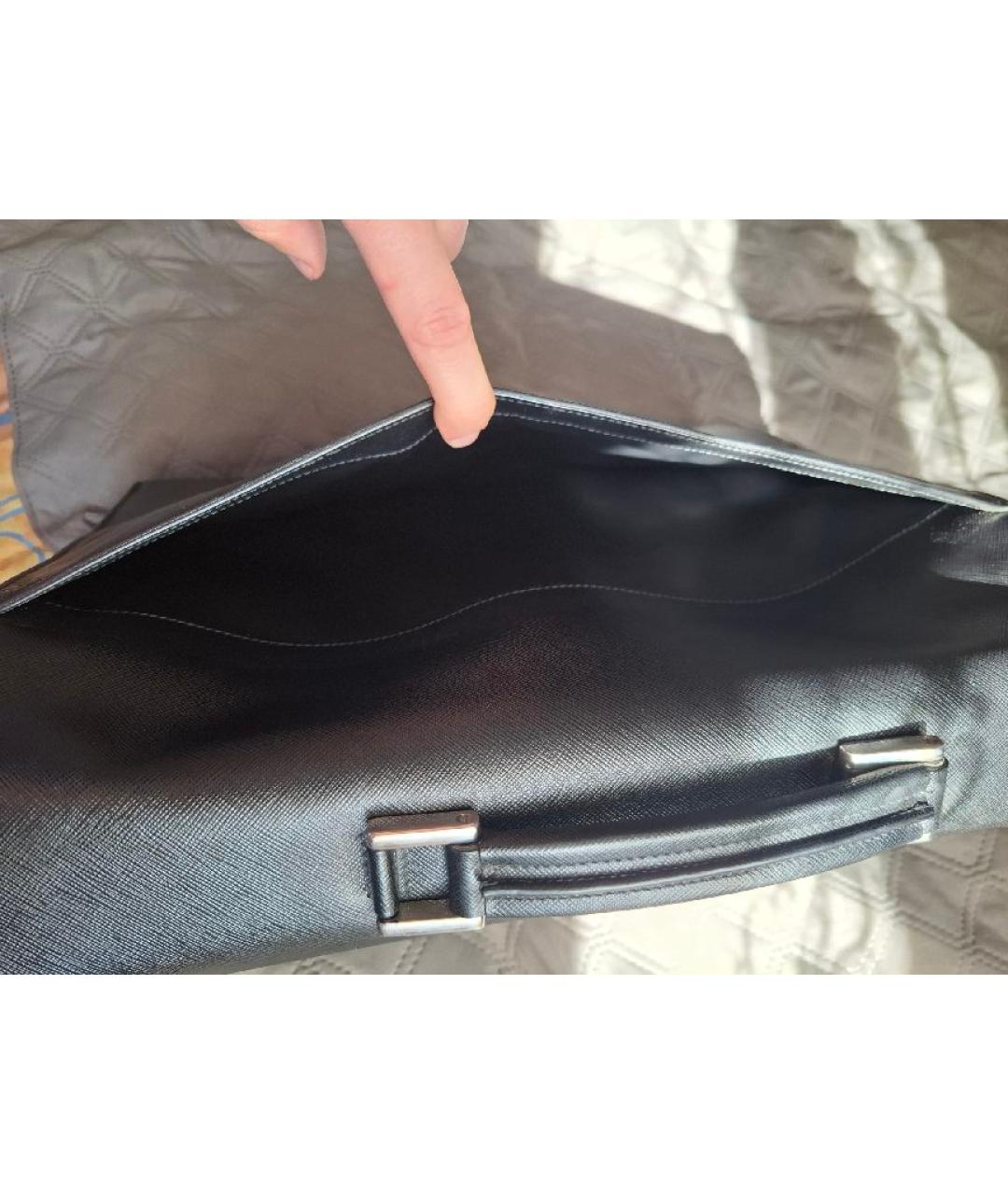 PRADA Черный кожаный портфель, фото 6