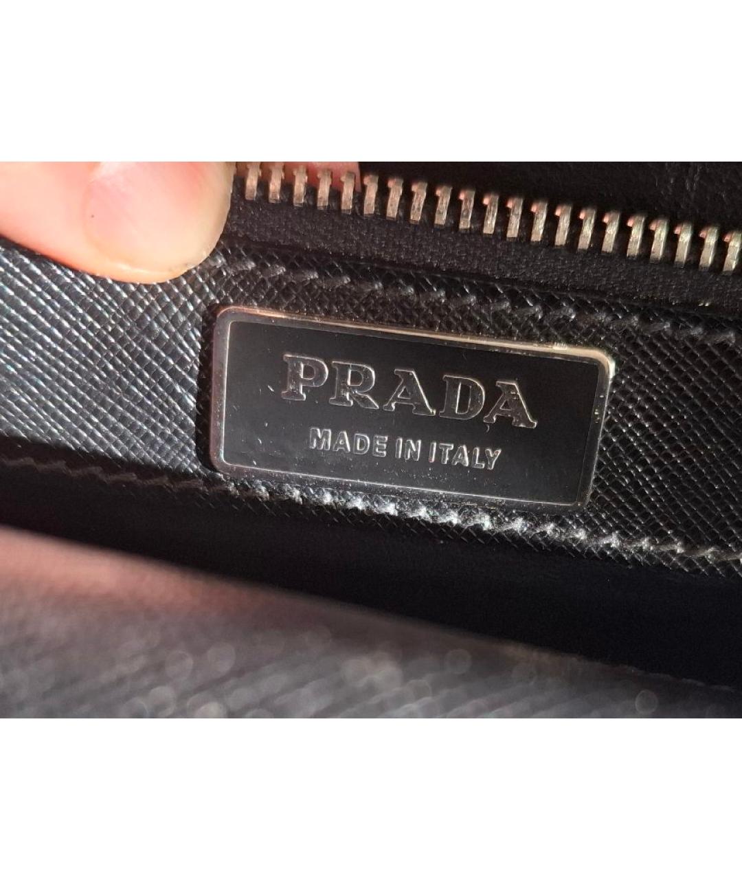 PRADA Черный кожаный портфель, фото 7
