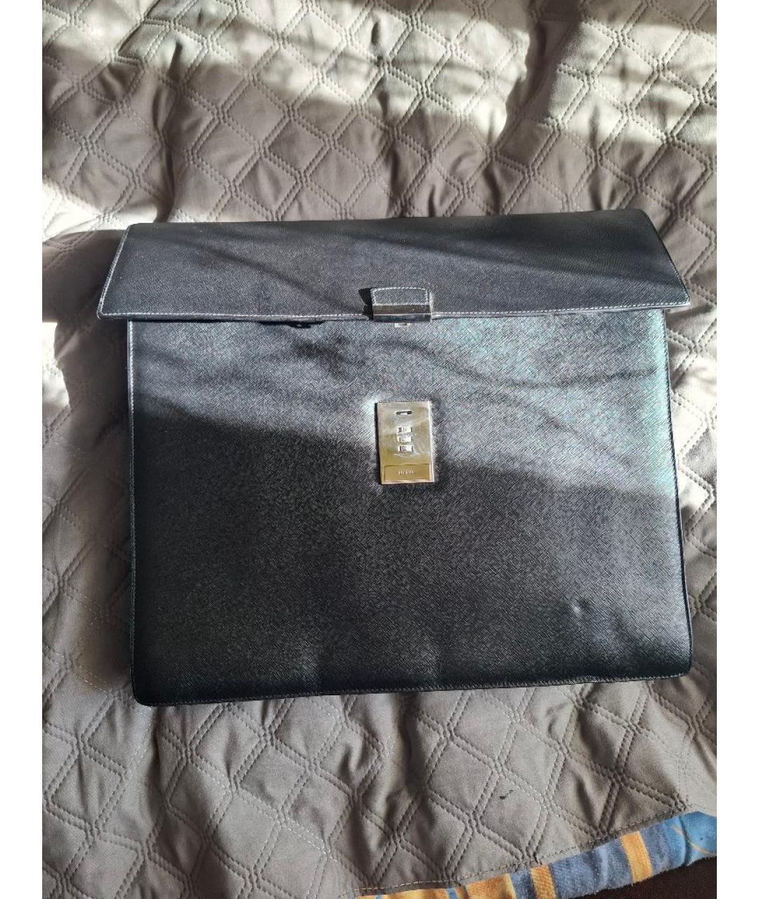 PRADA Черный кожаный портфель, фото 2