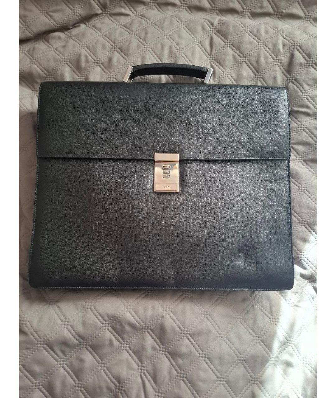 PRADA Черный кожаный портфель, фото 9