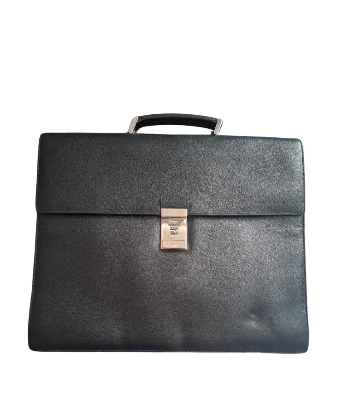 PRADA Черный кожаный портфель, фото 1