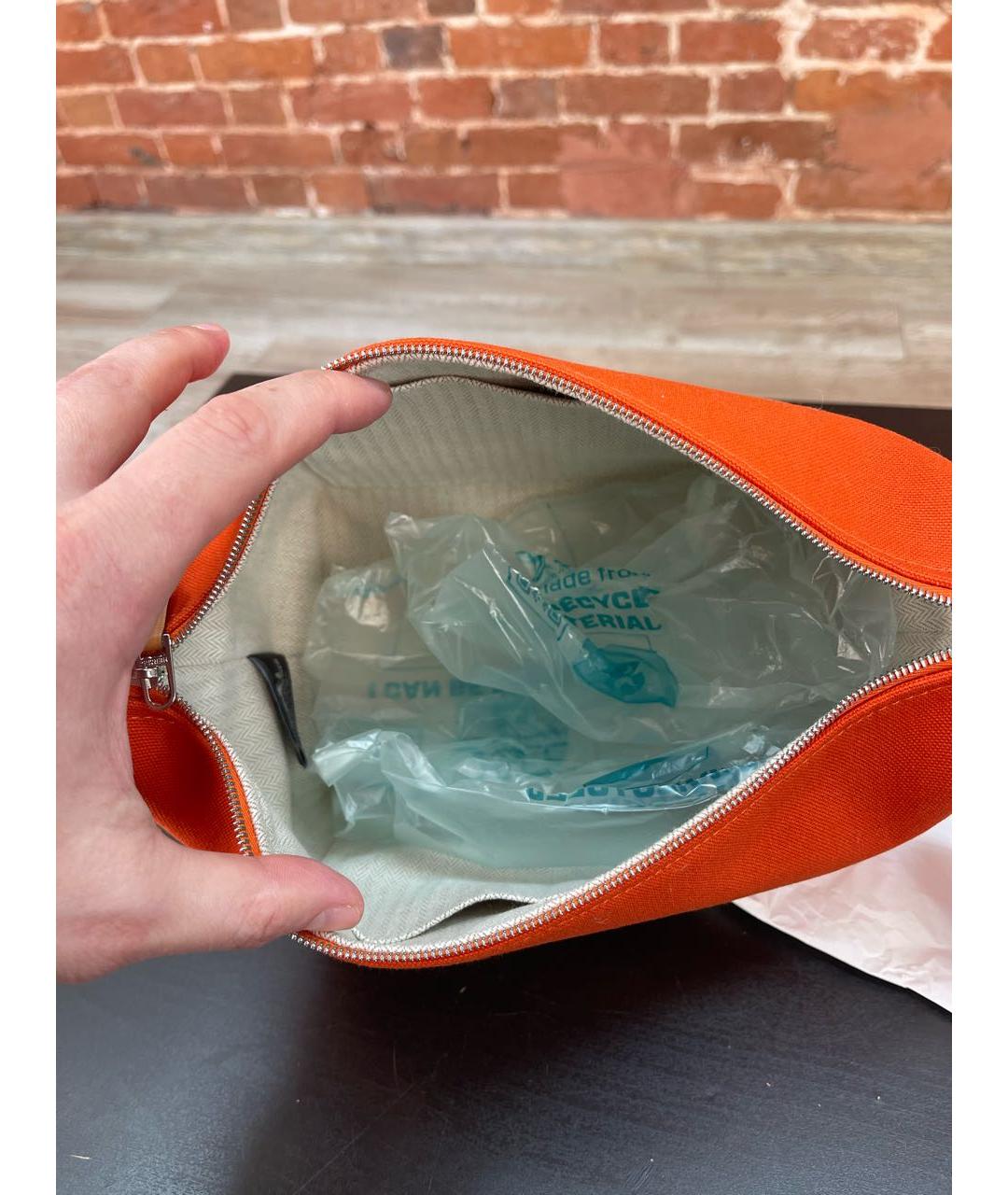 HERMES Оранжевая хлопковая косметичка, фото 7