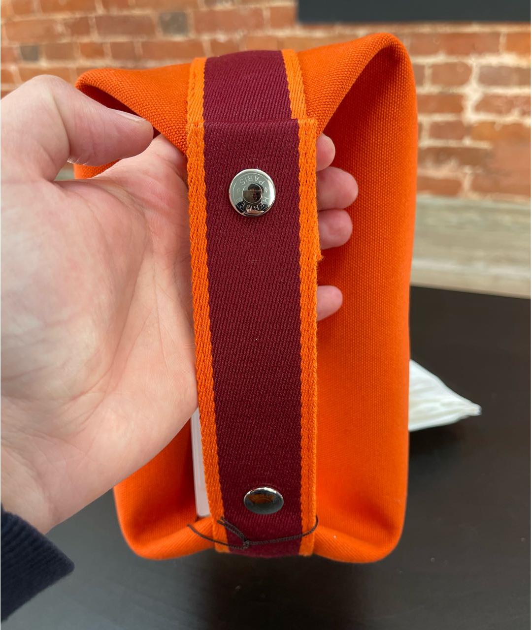 HERMES Оранжевая хлопковая косметичка, фото 3