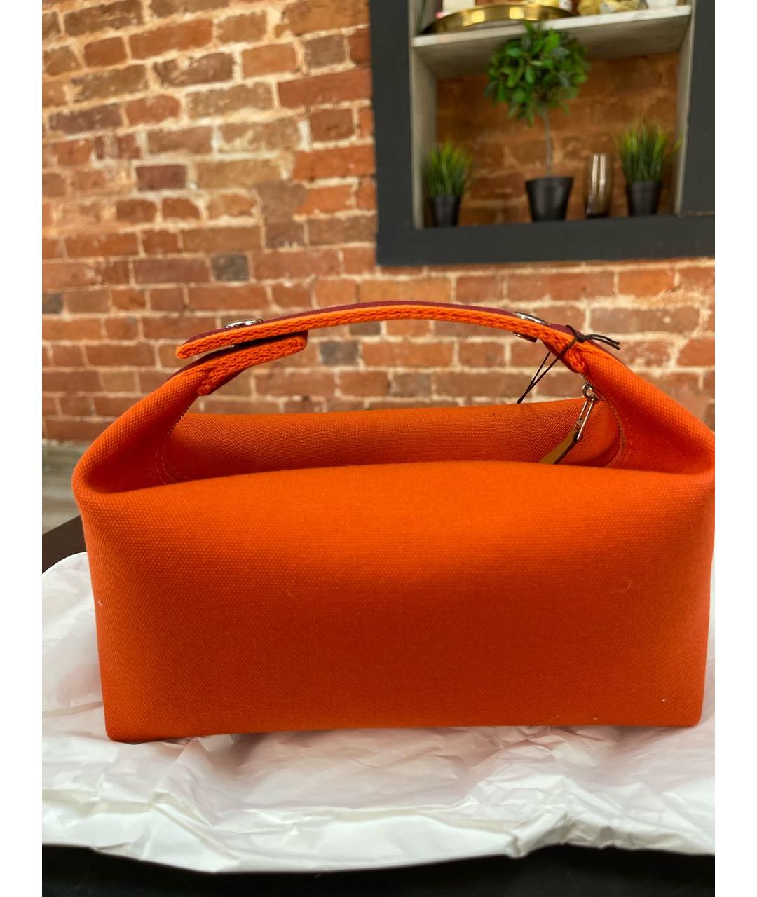 HERMES Оранжевая хлопковая косметичка, фото 4