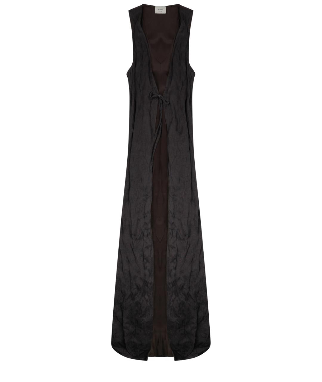 ALYSI Коричневое шелковое повседневное платье, фото 1