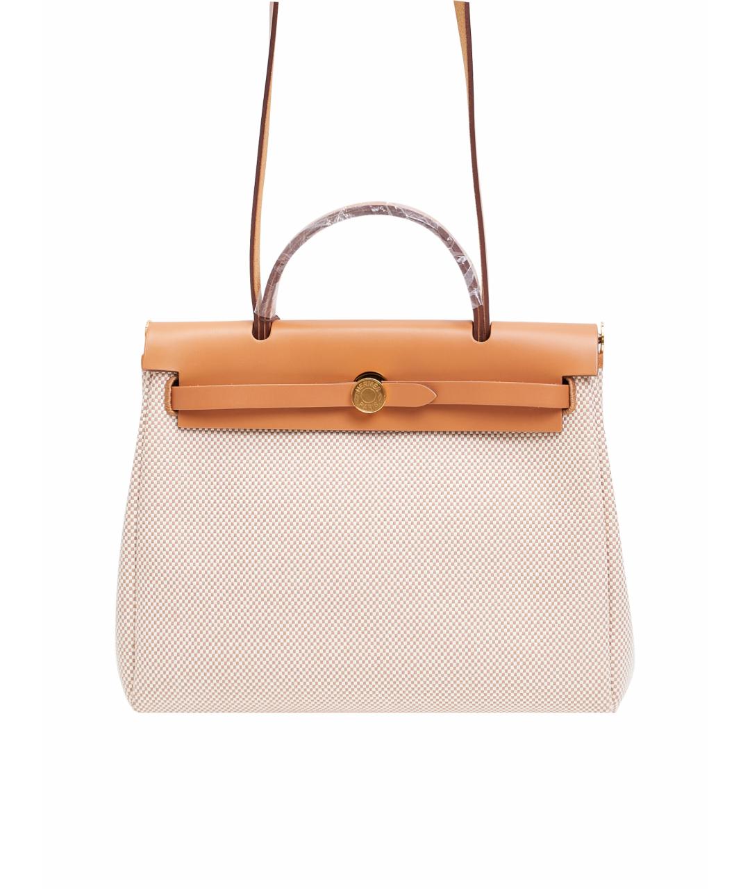 HERMES Бежевая тканевая сумка через плечо, фото 1