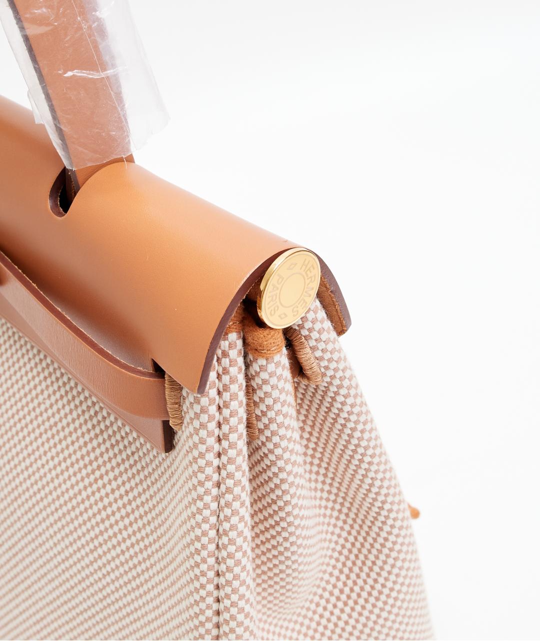 HERMES Бежевая тканевая сумка через плечо, фото 6