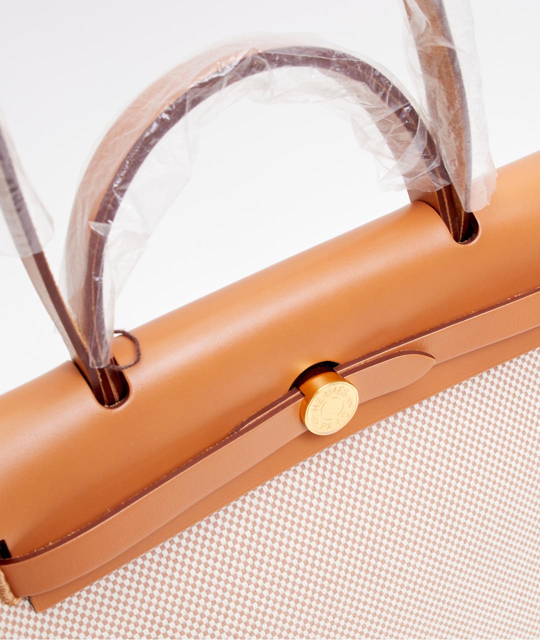 HERMES Бежевая тканевая сумка через плечо, фото 5