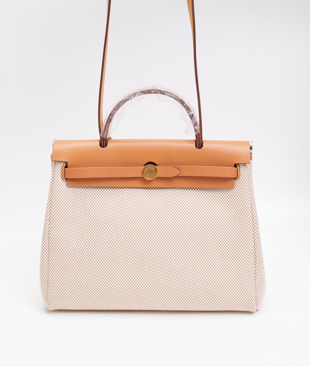 HERMES Бежевая тканевая сумка через плечо, фото 8