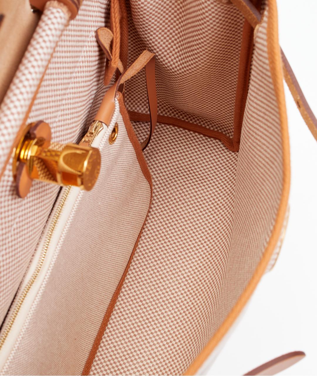 HERMES Бежевая тканевая сумка через плечо, фото 4