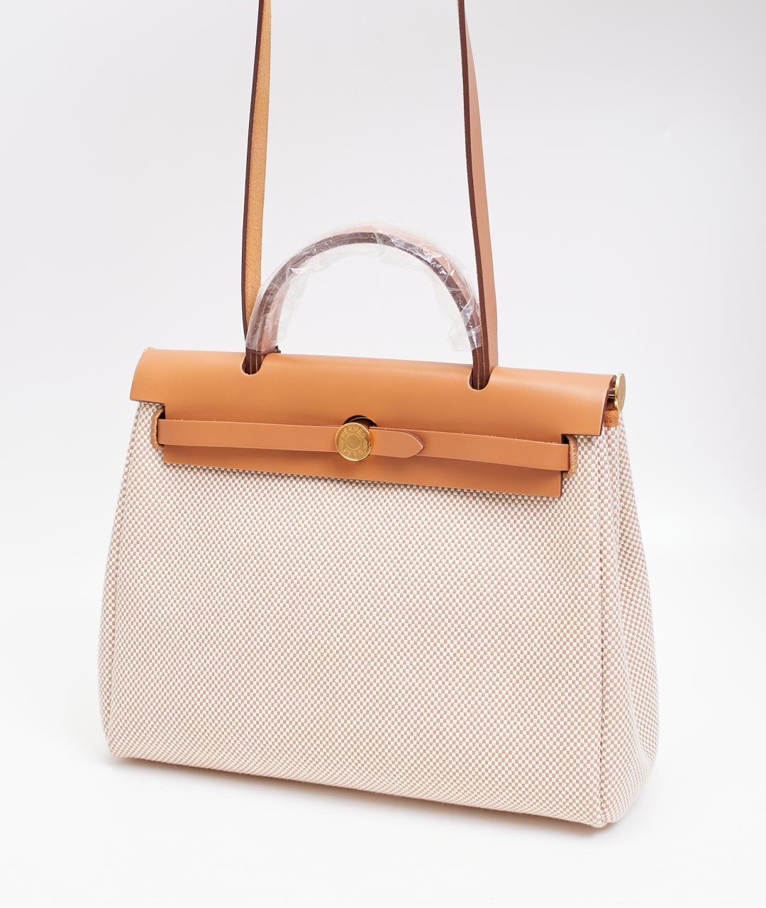 HERMES Бежевая тканевая сумка через плечо, фото 2