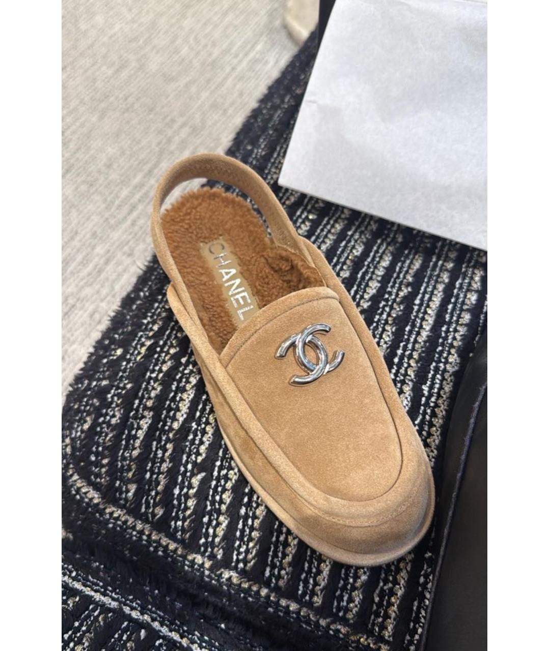 CHANEL Коричневые замшевые лоферы, фото 2