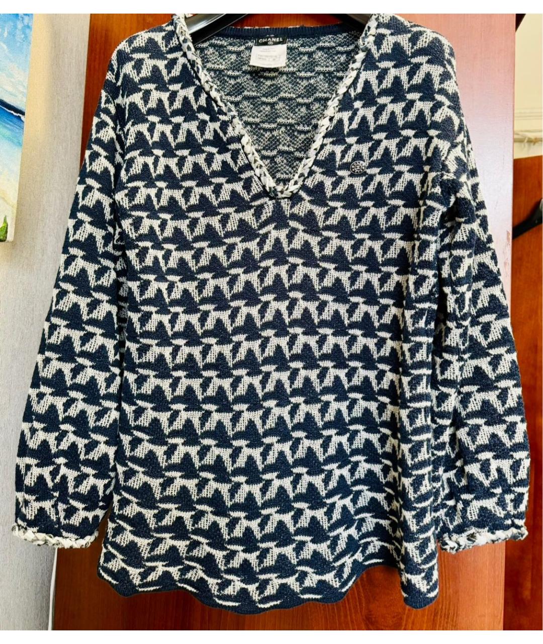 CHANEL Темно-синий хлопковый джемпер / свитер, фото 2