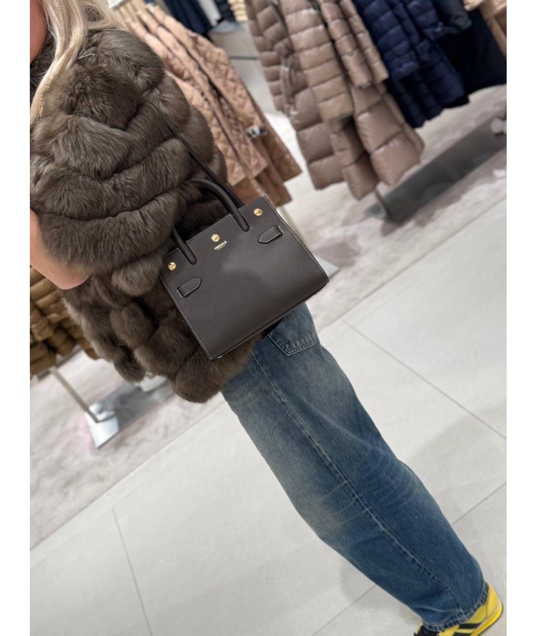 BURBERRY Коричневая кожаная сумка тоут, фото 6