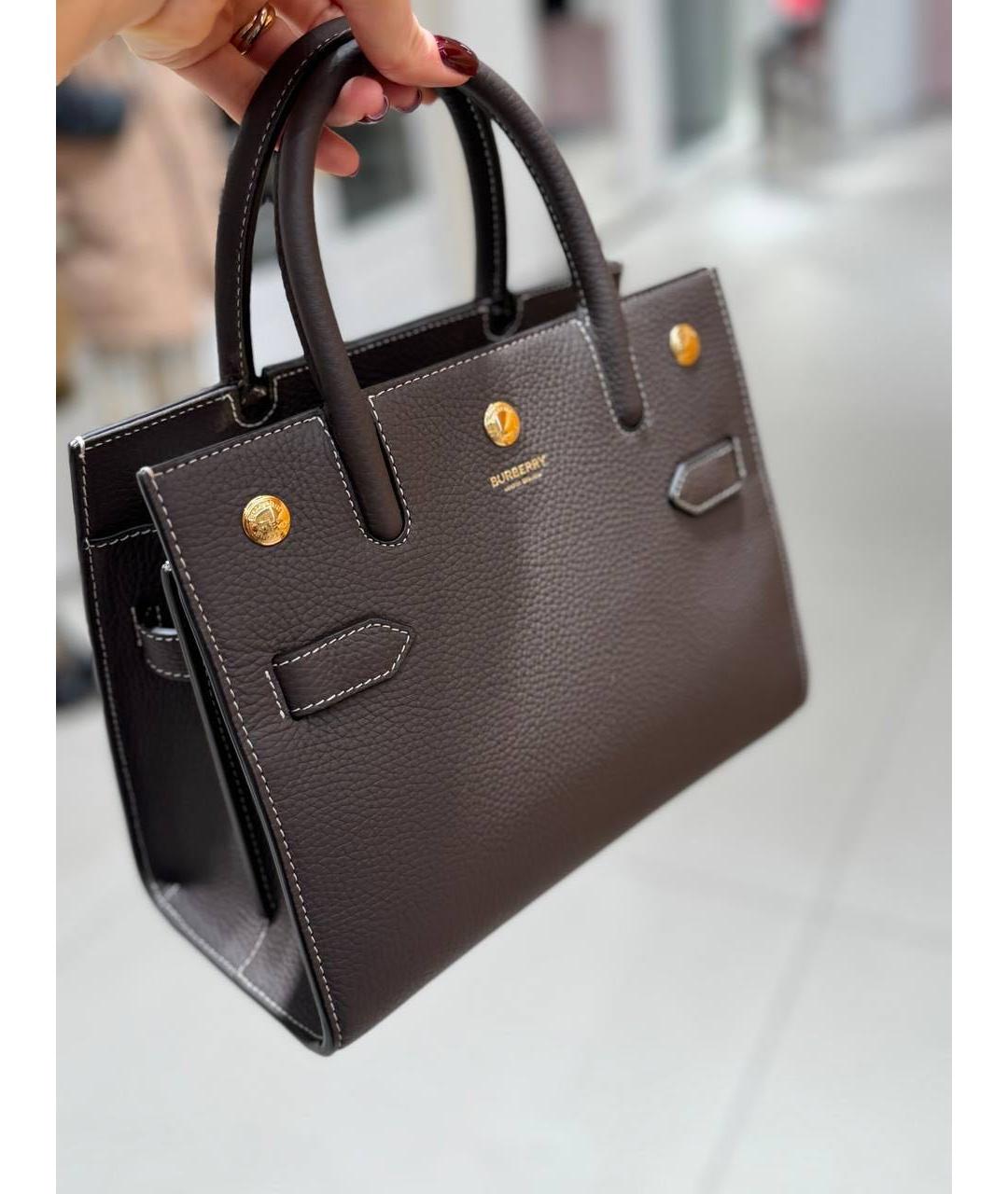 BURBERRY Коричневая кожаная сумка тоут, фото 3