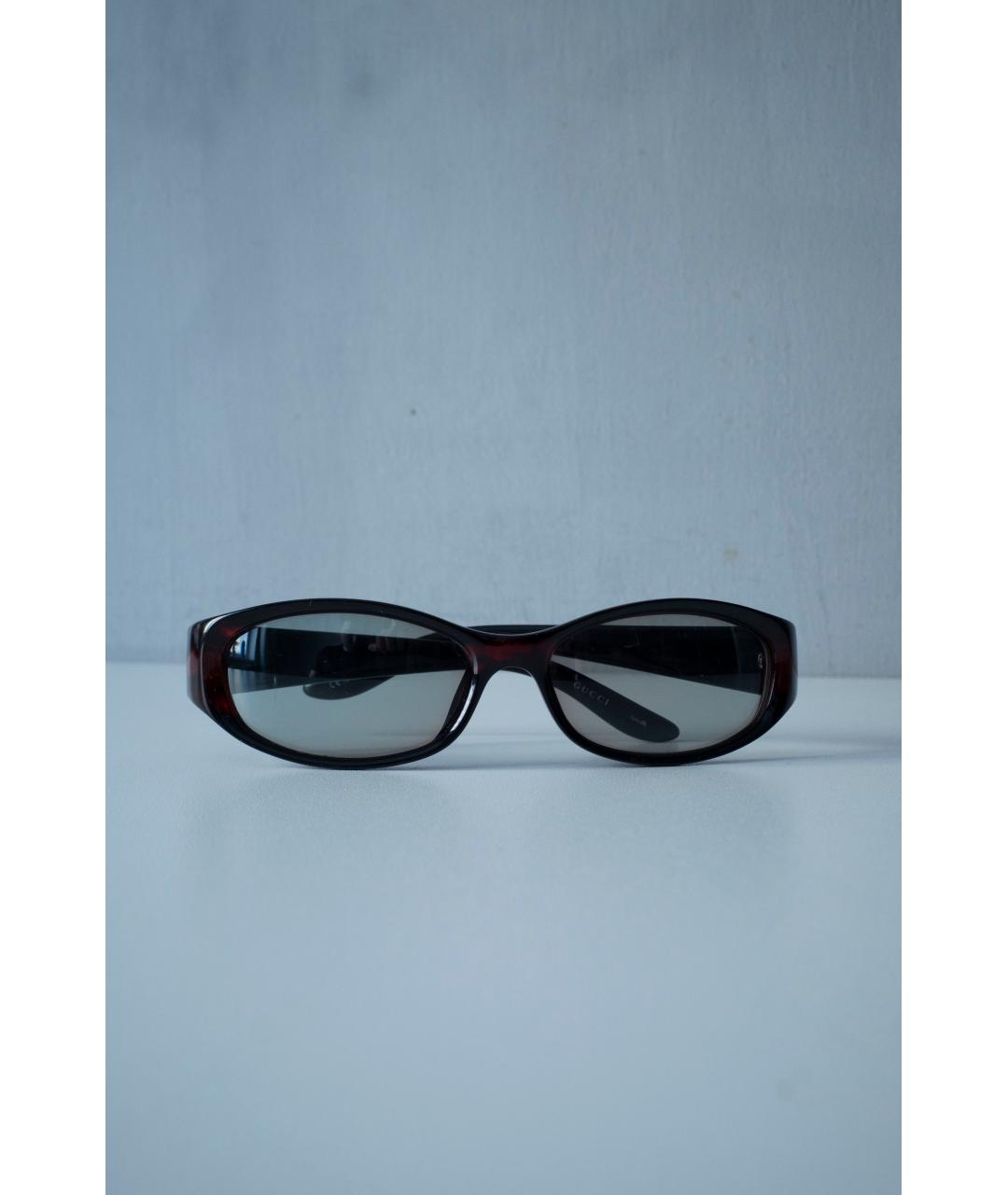 GUCCI Бордовые пластиковые солнцезащитные очки, фото 10